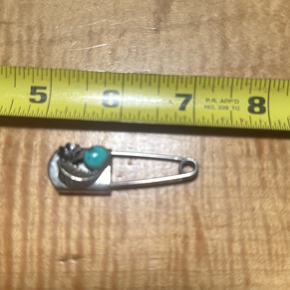 Silver turquoise southwestern safety scarf shawl blanket hat pin - Picture 2 of 2